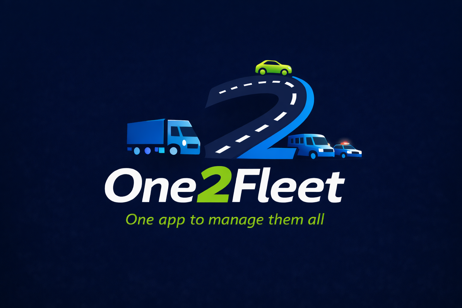 One2Fleet logo with road, vehicles, and fleet branding